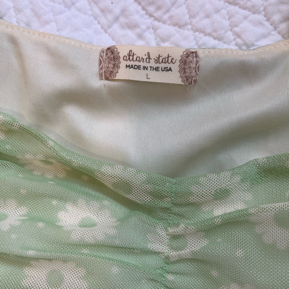 Altar’d State Green Floral Mini Dress Large - Picture 3 of 6